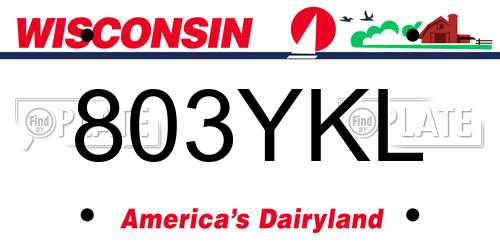 803YKL Wisconsin License Plate