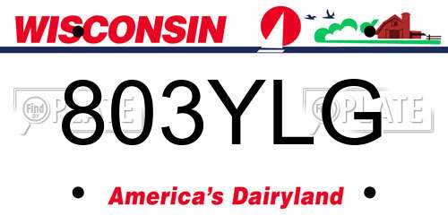 803YLG Wisconsin License Plate