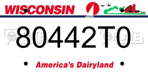 80442T0 Wisconsin License Plate