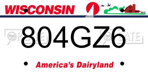 804GZ6 Wisconsin License Plate