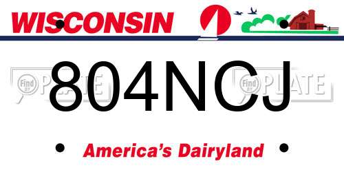 804NCJ Wisconsin License Plate