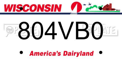 804VB0 Wisconsin License Plate