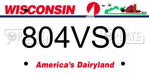 804VS0 Wisconsin License Plate