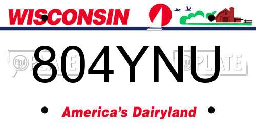 804YNU Wisconsin License Plate