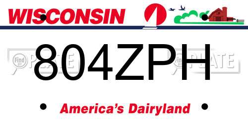804ZPH Wisconsin License Plate