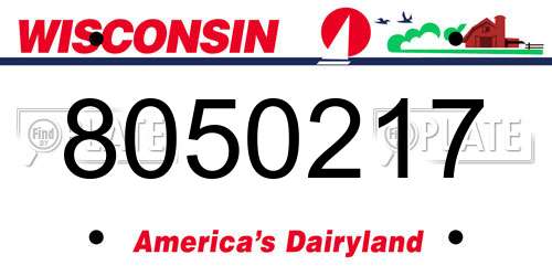 8050217 Wisconsin License Plate
