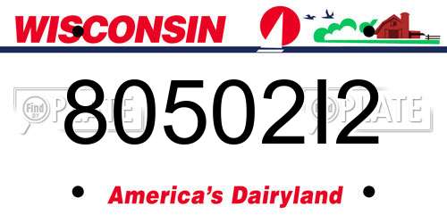 80502I2 Wisconsin License Plate