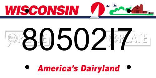80502I7 Wisconsin License Plate