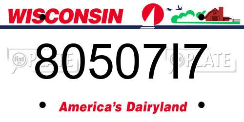 80507I7 Wisconsin License Plate