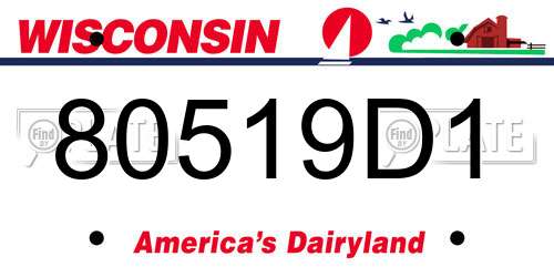 80519D1 Wisconsin License Plate