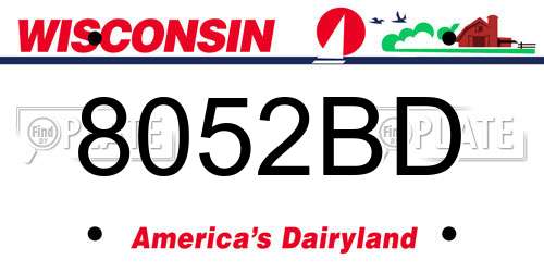 8052BD Wisconsin License Plate