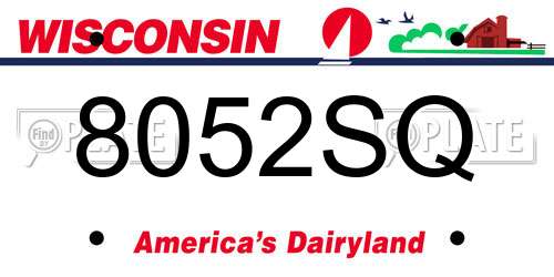 8052SQ Wisconsin License Plate