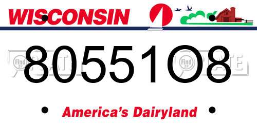 80551O8 Wisconsin License Plate