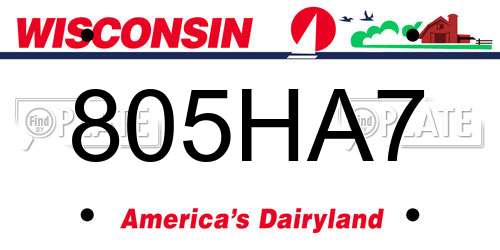 805HA7 Wisconsin License Plate