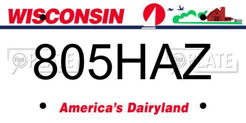 805HAZ Wisconsin License Plate