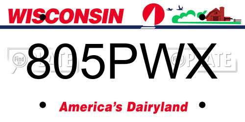 805PWX Wisconsin License Plate