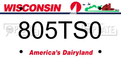 805TS0 Wisconsin License Plate