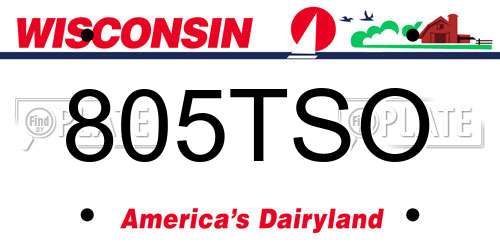 805TSO Wisconsin License Plate