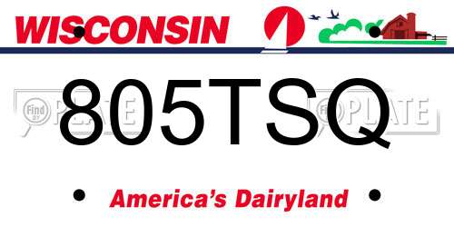 805TSQ Wisconsin License Plate