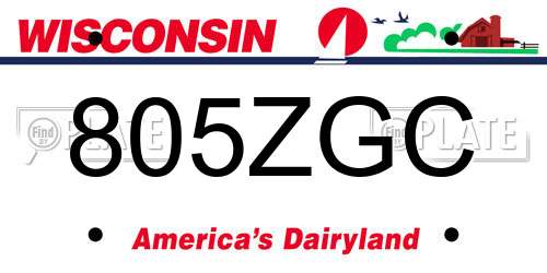 805ZGC Wisconsin License Plate