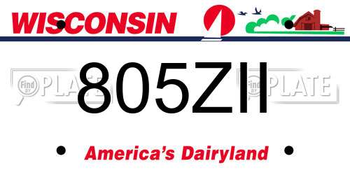 805ZII Wisconsin License Plate