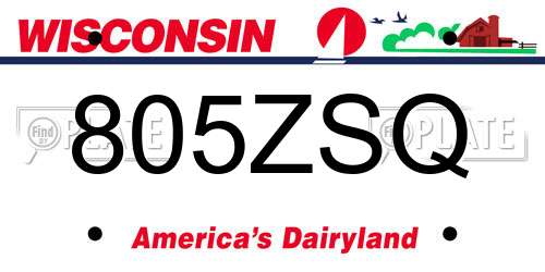 805ZSQ Wisconsin License Plate