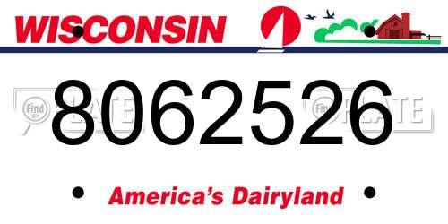 8062526 Wisconsin License Plate