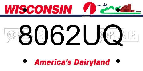 8062UQ Wisconsin License Plate