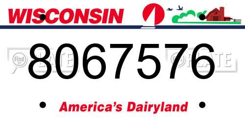 8067576 Wisconsin License Plate