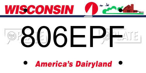 806EPF Wisconsin License Plate