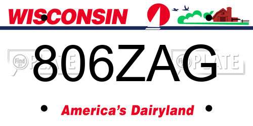 806ZAG Wisconsin License Plate