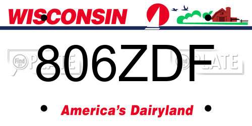 806ZDF Wisconsin License Plate