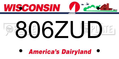 806ZUD Wisconsin License Plate