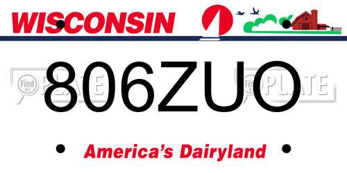 806ZUO Wisconsin License Plate