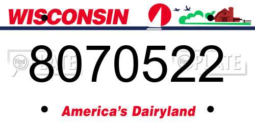 8070522 Wisconsin License Plate
