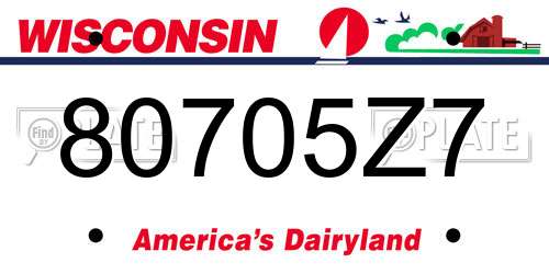 80705Z7 Wisconsin License Plate