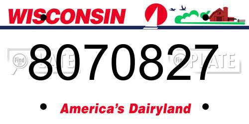 8070827 Wisconsin License Plate