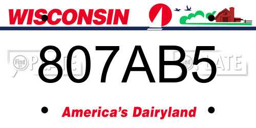 807AB5 Wisconsin License Plate