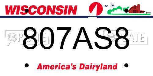 807AS8 Wisconsin License Plate