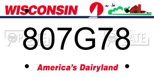 807G78 Wisconsin License Plate