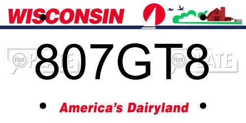 807GT8 Wisconsin License Plate