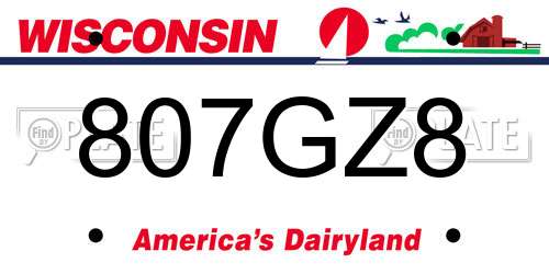 807GZ8 Wisconsin License Plate