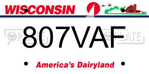 807VAF Wisconsin License Plate