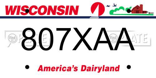 807XAA Wisconsin License Plate