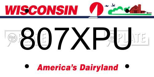 807XPU Wisconsin License Plate