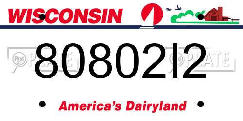 80802I2 Wisconsin License Plate
