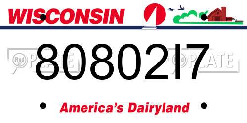 80802I7 Wisconsin License Plate
