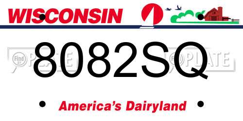 8082SQ Wisconsin License Plate