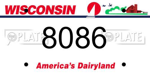 8086 Wisconsin License Plate