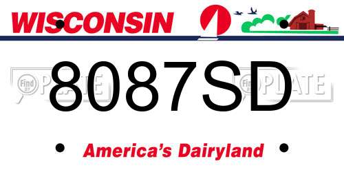 8087SD Wisconsin License Plate